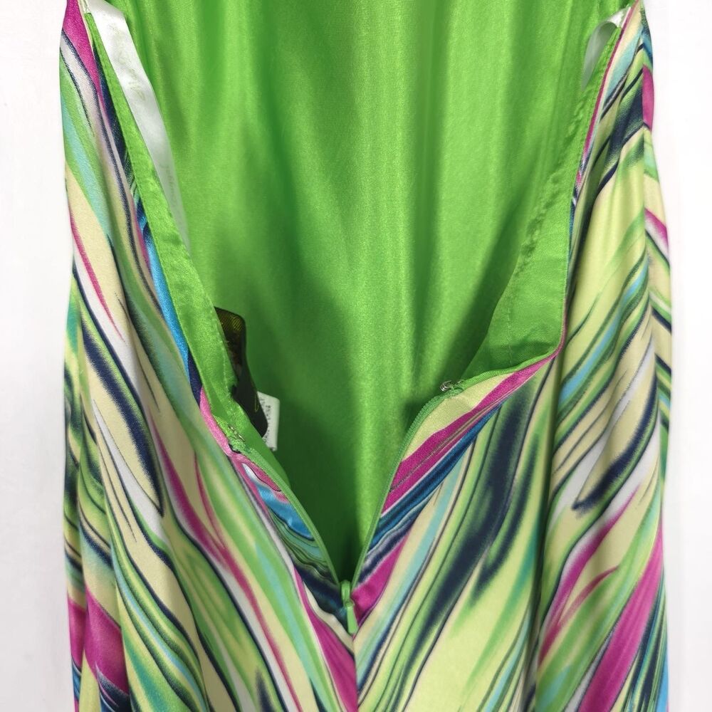 Mac Duggal Couture Size‎ 0 Maxi Dress Open Back Slit Satin Multicolor Striped - Picture 8 of 16
